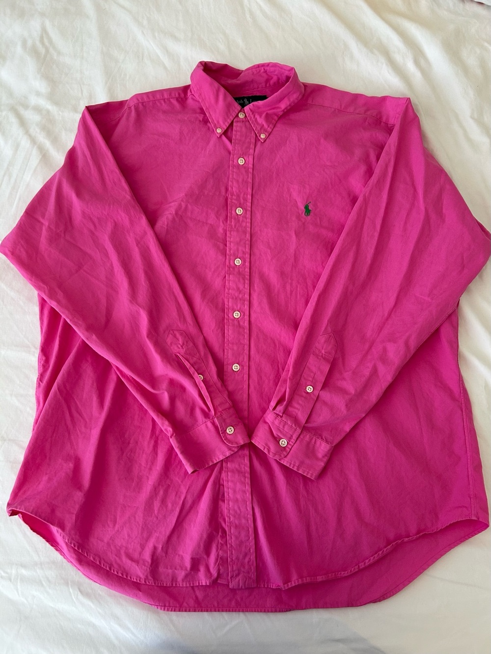 Polo Ralph Lauren Men’s Blake Long Sleeve Pink Green Pony Shirt Y2K XL Preppy